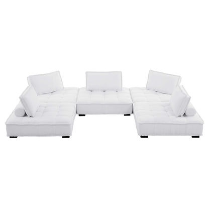 Modway Outlet Saunter 5-Piece Tufted Fabric Fabric Sectional Sofa by Modway  Living Room Furniture White - EEI-5210-WHI