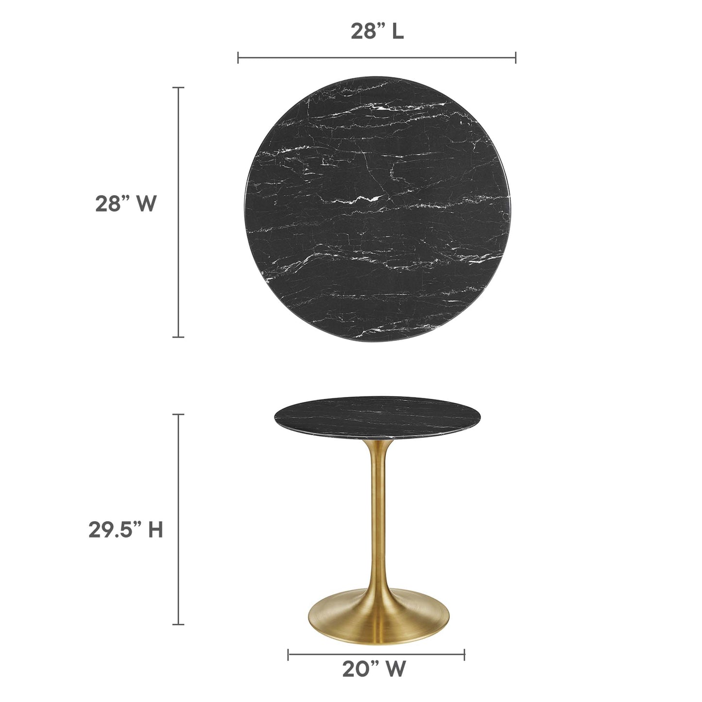 Modway - Lippa 28" Round Faux Marble Dining Table by Modway  Bar and Dining Bar and Dining Tables Black - EEI-5224-GLD-BLK