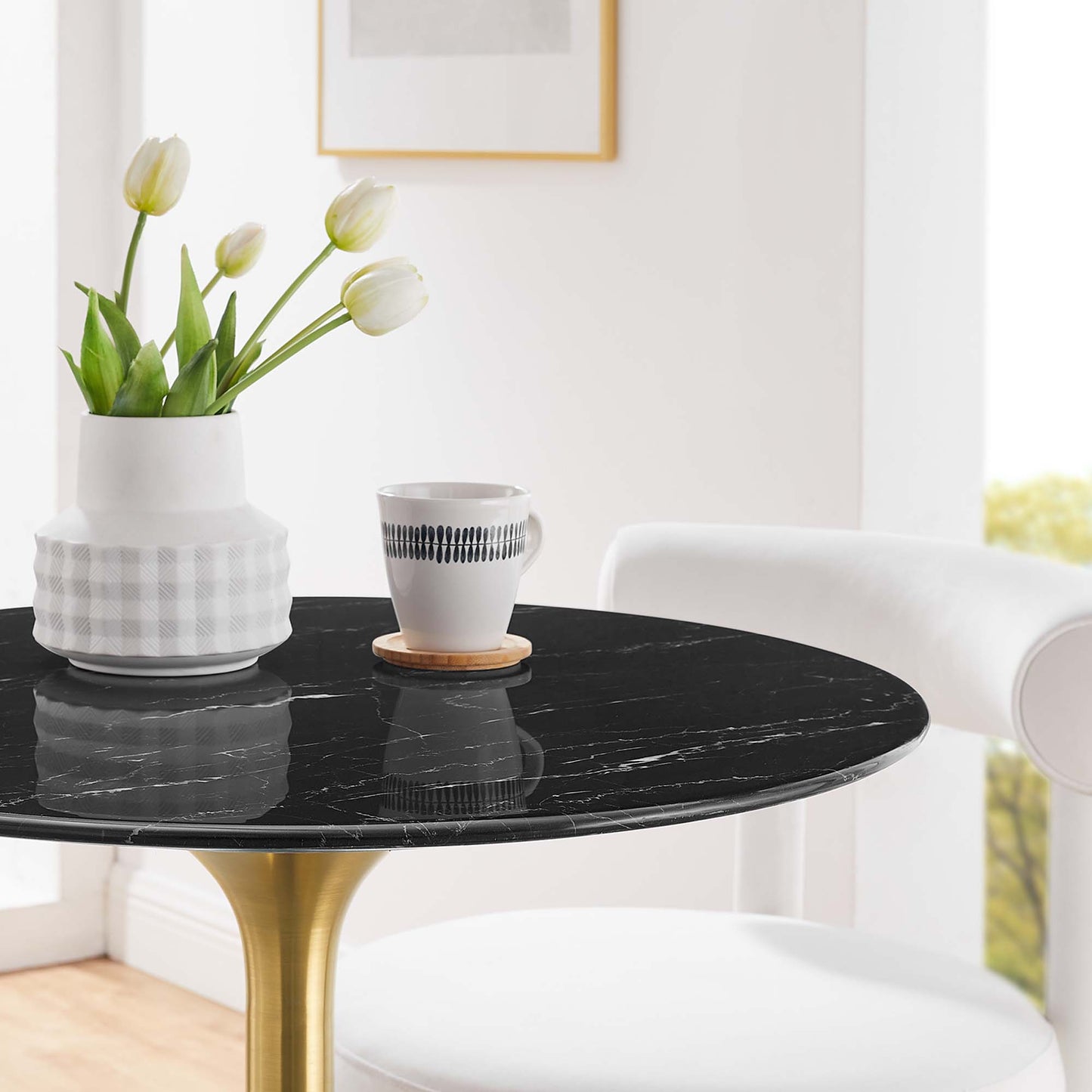 Modway - Lippa 28" Round Faux Marble Dining Table by Modway  Bar and Dining Bar and Dining Tables Black - EEI-5224-GLD-BLK
