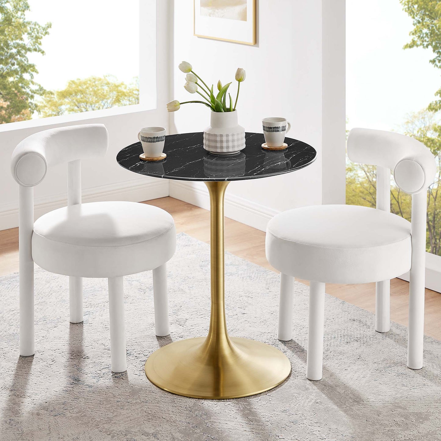 Modway - Lippa 28" Round Faux Marble Dining Table by Modway  Bar and Dining Bar and Dining Tables Black - EEI-5224-GLD-BLK