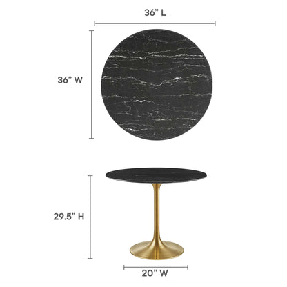 Modway - Lippa 36" Round Faux Marble Dining Table by Modway  Bar and Dining Bar and Dining Tables Black - EEI-5225-GLD-BLK