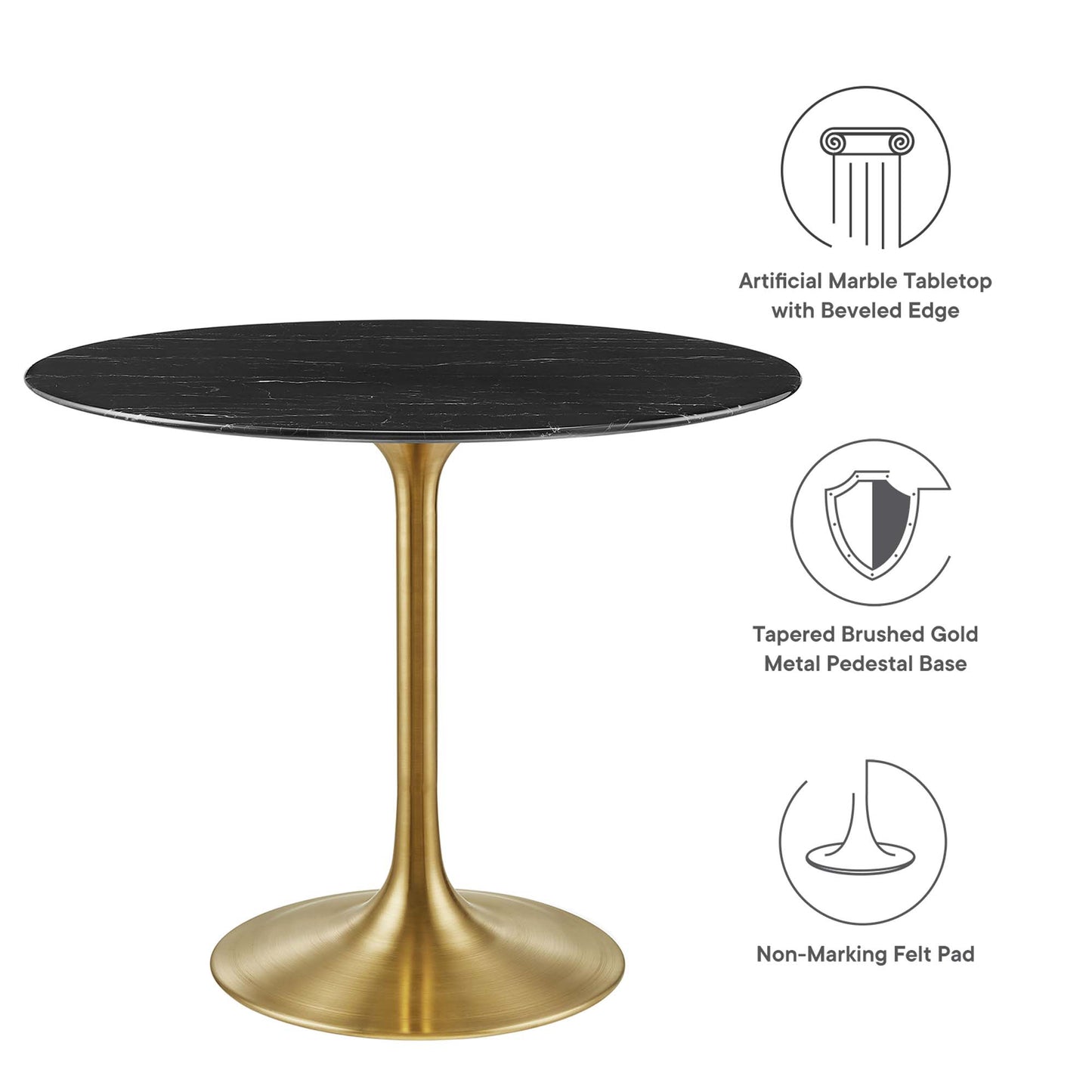 Modway - Lippa 36" Round Faux Marble Dining Table by Modway  Bar and Dining Bar and Dining Tables Black - EEI-5225-GLD-BLK
