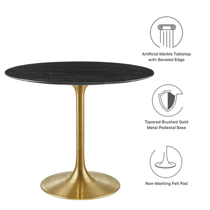 Modway - Lippa 36" Round Faux Marble Dining Table by Modway  Bar and Dining Bar and Dining Tables Black - EEI-5225-GLD-BLK