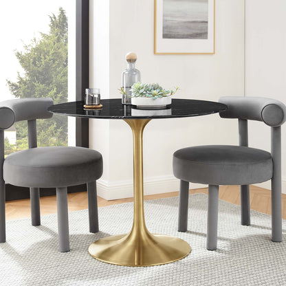 Modway - Lippa 36" Round Faux Marble Dining Table by Modway  Bar and Dining Bar and Dining Tables Black - EEI-5225-GLD-BLK