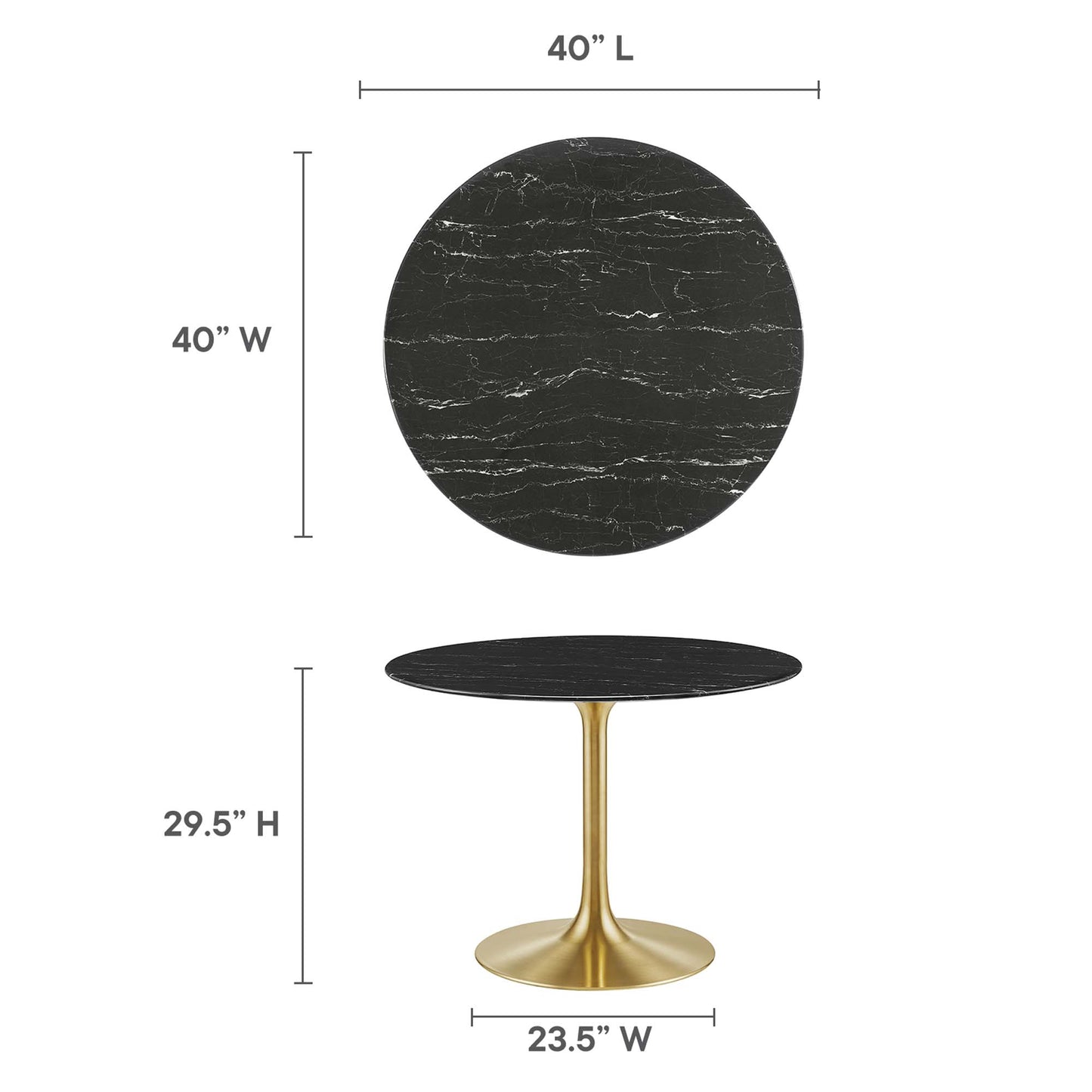 Modway - Lippa 40" Round Faux Marble Dining Table by Modway  Bar and Dining Bar and Dining Tables Black - EEI-5238-GLD-BLK