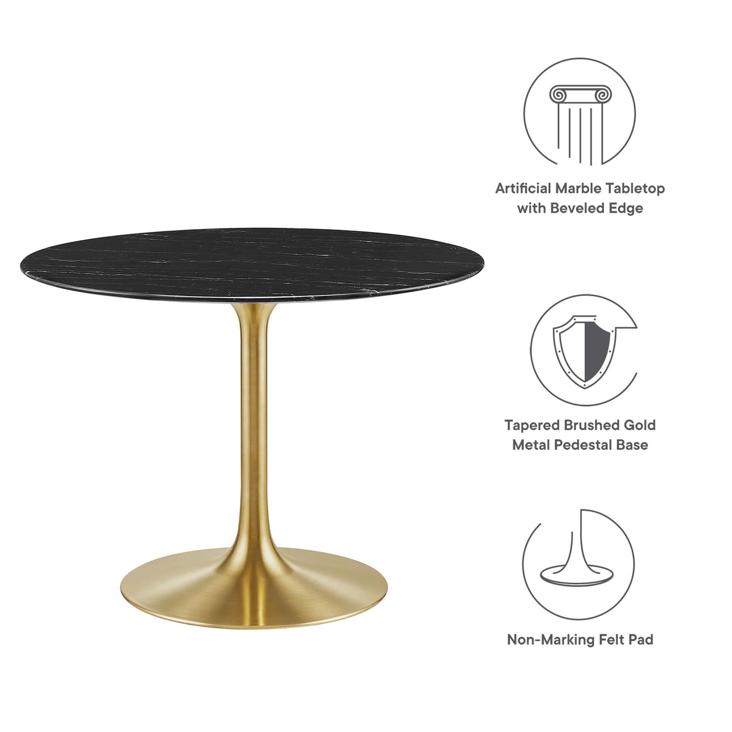 Modway - Lippa 40" Round Faux Marble Dining Table by Modway  Bar and Dining Bar and Dining Tables Black - EEI-5238-GLD-BLK