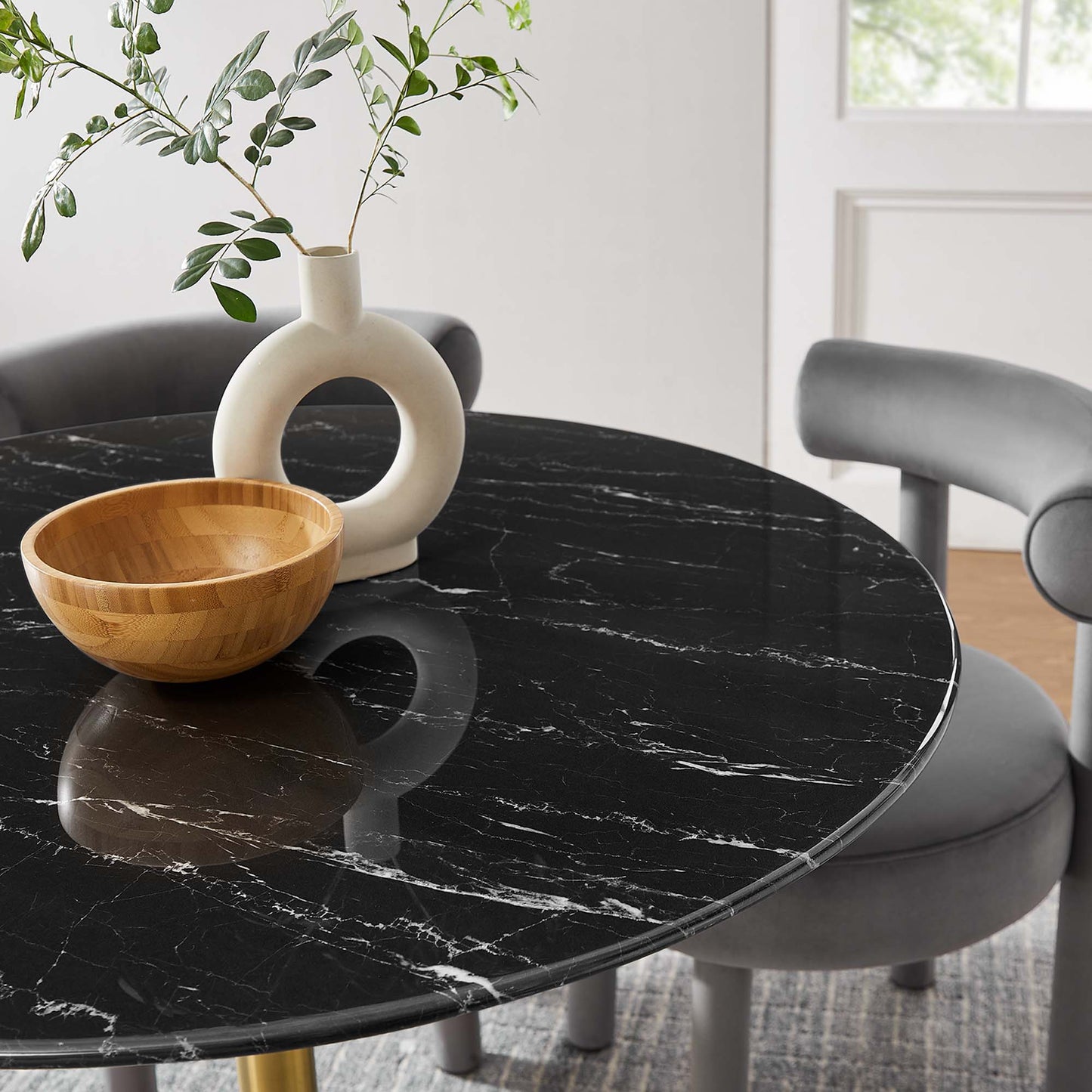 Modway - Lippa 40" Round Faux Marble Dining Table by Modway  Bar and Dining Bar and Dining Tables Black - EEI-5238-GLD-BLK