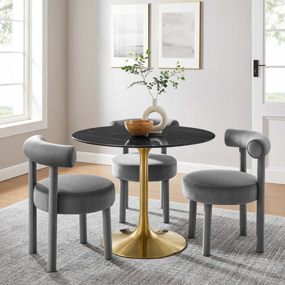 Modway - Lippa 40" Round Faux Marble Dining Table by Modway  Bar and Dining Bar and Dining Tables Black - EEI-5238-GLD-BLK