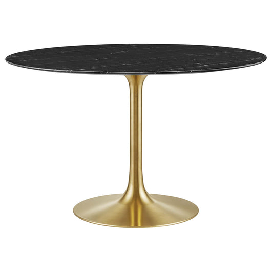 Modway Outlet Lippa 48" Round Faux Marble Dining Table by Modway  Bar and Dining Furniture Gold Black - EEI-5239-GLD-BLK