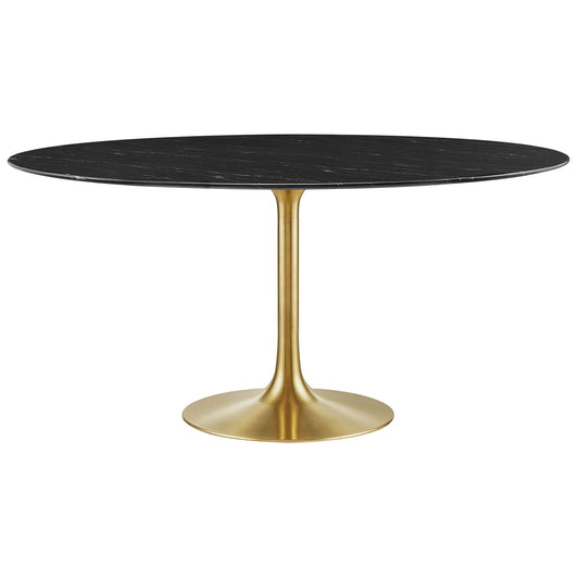 Modway - Lippa 60" Round Faux Marble Dining Table by Modway  Bar and Dining Bar and Dining Tables Black - EEI-5241-GLD-BLK