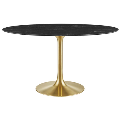 Modway - Lippa 54" Oval Faux Marble Dining Table by Modway  Bar and Dining Bar and Dining Tables Black - EEI-5242-GLD-BLK