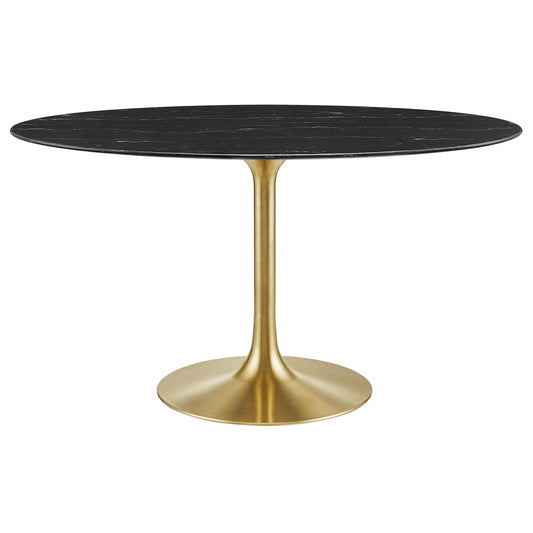 Modway - Lippa 54" Oval Faux Marble Dining Table by Modway  Bar and Dining Bar and Dining Tables Black - EEI-5242-GLD-BLK