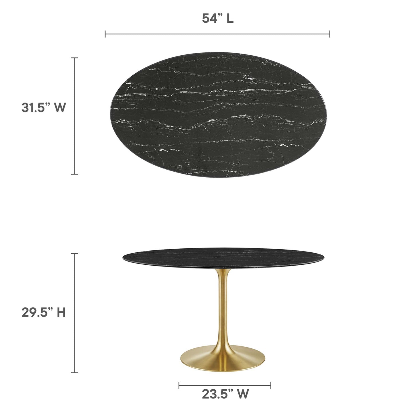 Modway - Lippa 54" Oval Faux Marble Dining Table by Modway  Bar and Dining Bar and Dining Tables Black - EEI-5242-GLD-BLK