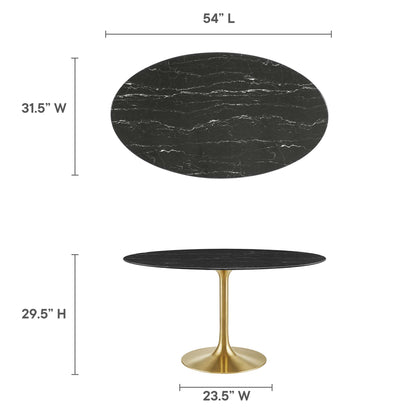 Modway - Lippa 54" Oval Faux Marble Dining Table by Modway  Bar and Dining Bar and Dining Tables Black - EEI-5242-GLD-BLK