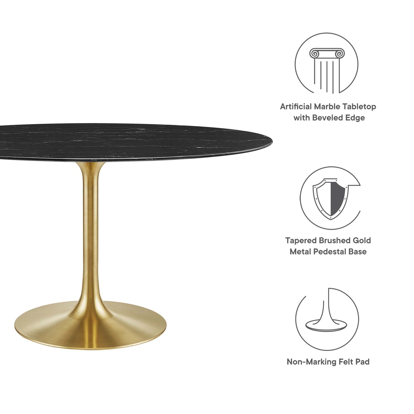 Modway - Lippa 54" Oval Faux Marble Dining Table by Modway  Bar and Dining Bar and Dining Tables Black - EEI-5242-GLD-BLK