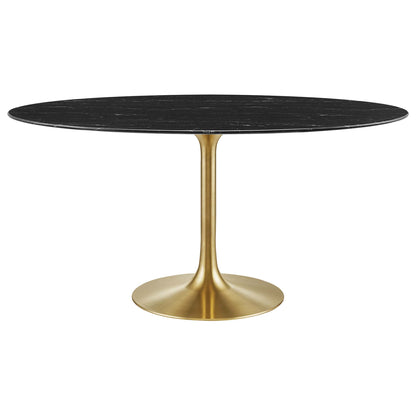 Modway - Lippa 60" Oval Faux Marble Dining Table by Modway  Bar and Dining Bar and Dining Tables Black - EEI-5243-GLD-BLK