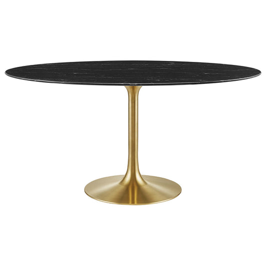 Modway - Lippa 60" Oval Faux Marble Dining Table by Modway  Bar and Dining Bar and Dining Tables Black - EEI-5243-GLD-BLK