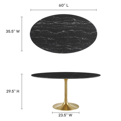 Modway - Lippa 60" Oval Faux Marble Dining Table by Modway  Bar and Dining Bar and Dining Tables Black - EEI-5243-GLD-BLK