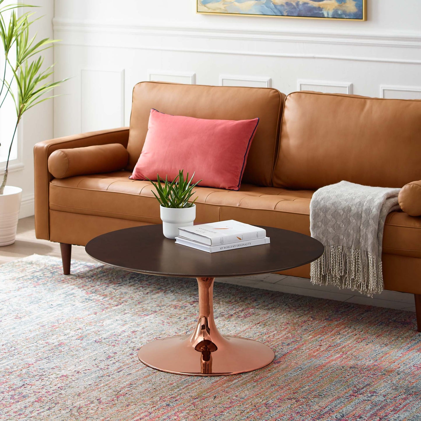 Modway Outlet Lippa 36" Round Wood Coffee Table by Modway  Living Room Furniture Rose Cherry Walnut - EEI-5277-ROS-CHE