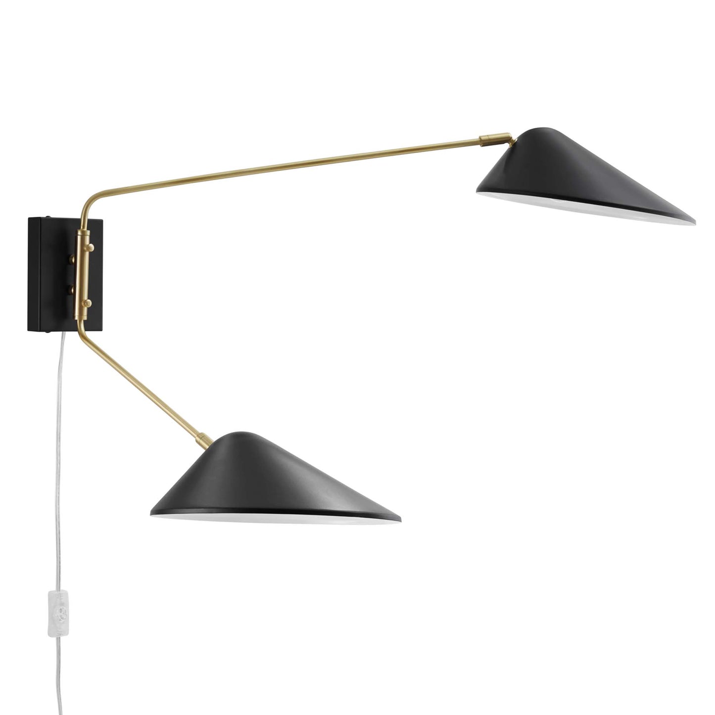 Modway - Journey 2-Light Swing Arm Wall Sconce by Modway  Lighting Ceiling Lamps Black - EEI-5294-BLK
