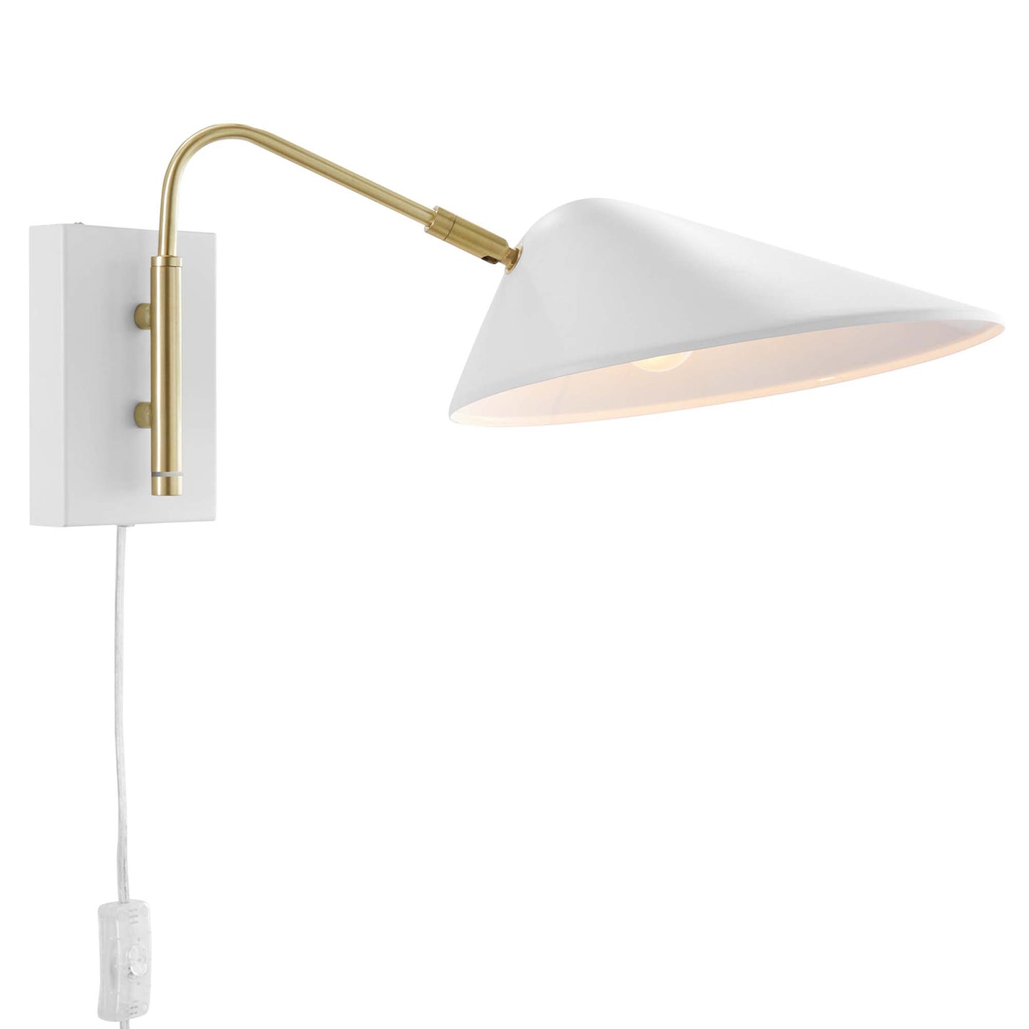 Modway - Journey 7" Swing Arm Wall Sconce by Modway  Lighting Ceiling Lamps White - EEI-5296-WHI