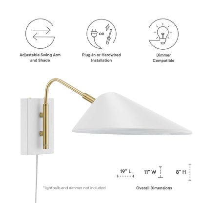 Modway - Journey 7" Swing Arm Wall Sconce by Modway  Lighting Ceiling Lamps White - EEI-5296-WHI