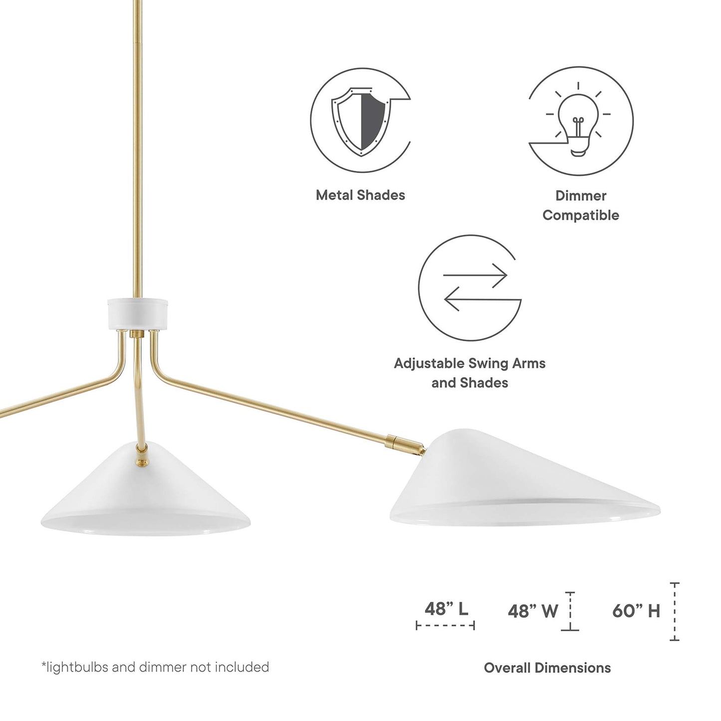 Modway Outlet Journey 3-Light 14" Arm Pendant by Modway  Lighting Lighting White - EEI-5297-WHI