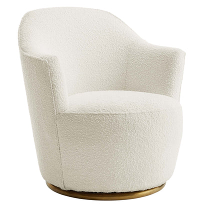 Modway - Nora Boucle Upholstered Swivel Chair by Modway  Living Room Sofas and Armchairs White - EEI-5311-WHI