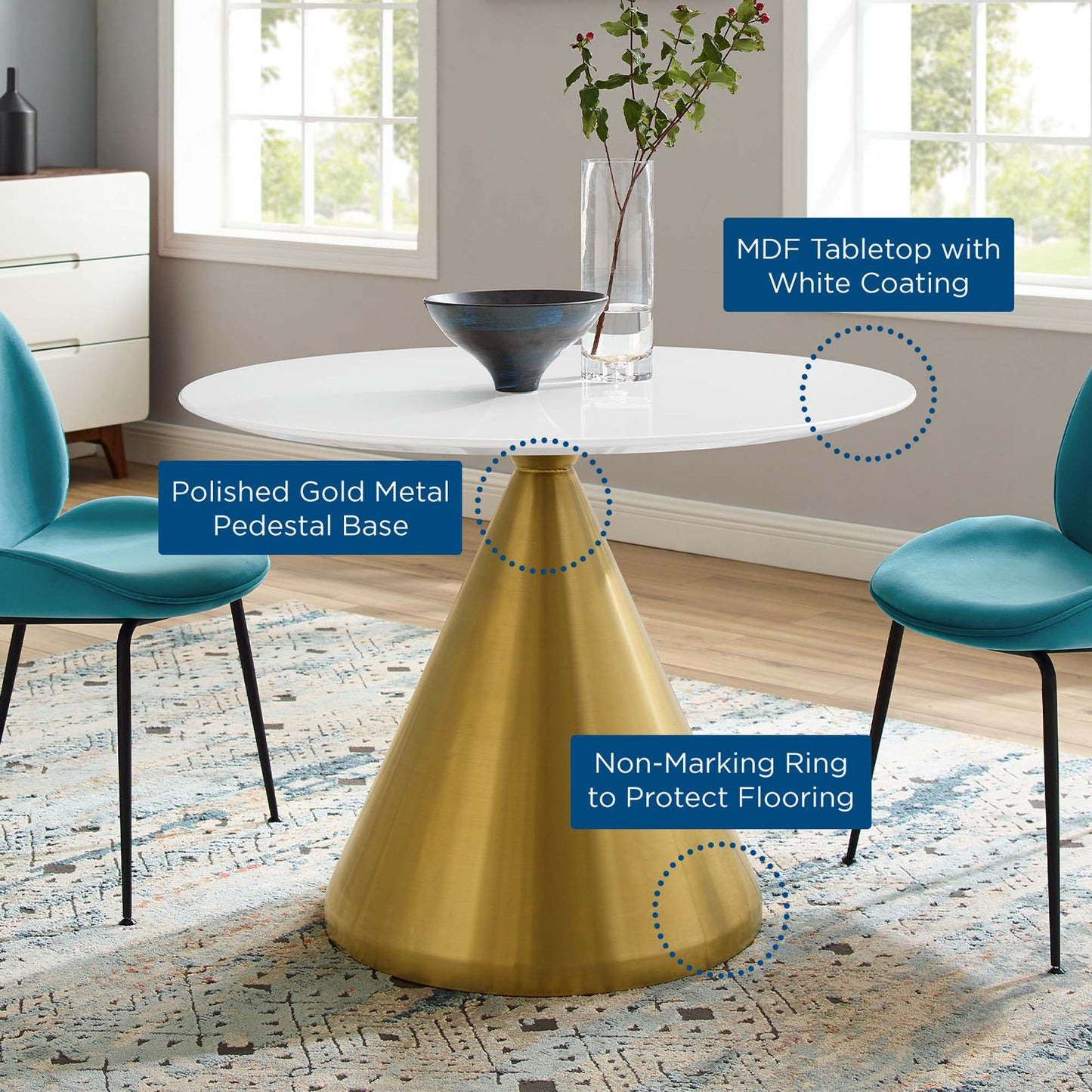 Modway Outlet Tupelo 40" Dining Table by Modway  Bar and Dining Furniture Gold White - EEI-5332-GLD-WHI