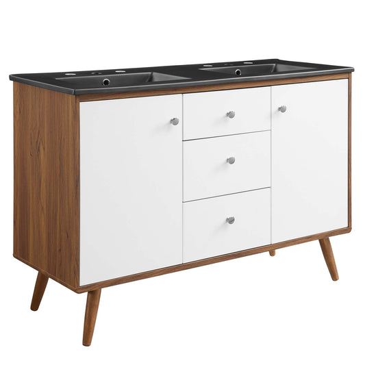 Modway Outlet Transmit 48" Double Sink Bathroom Vanity by Modway  Bathroom Furniture Walnut Black - EEI-5380-WAL-BLK