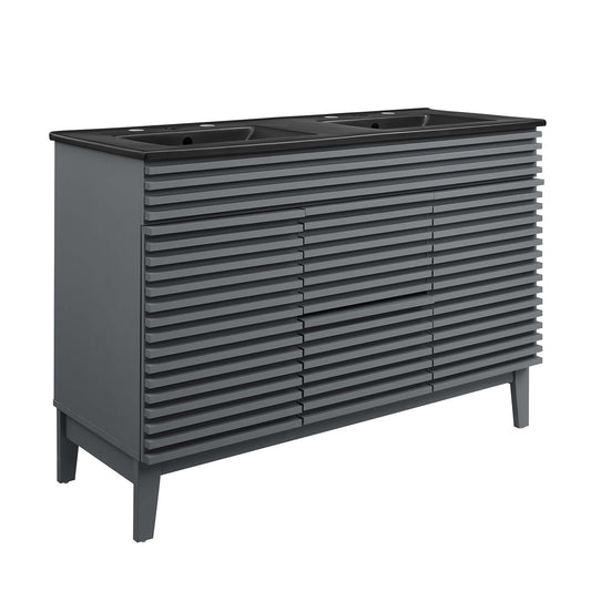 Modway Outlet Render 48" Double Sink Bathroom Vanity by Modway  Bathroom Furniture Gray Black - EEI-5381-GRY-BLK