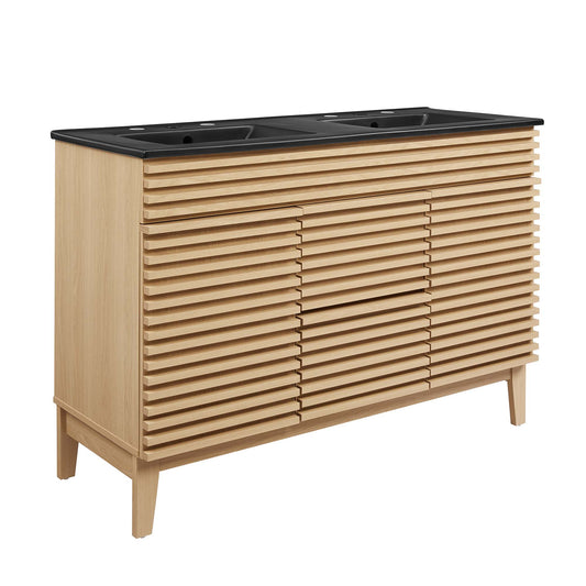 Modway Outlet Render 48" Double Sink Bathroom Vanity by Modway  Bathroom Furniture Oak Black - EEI-5381-OAK-BLK