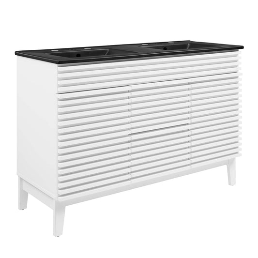 Modway Outlet Render 48" Double Sink Bathroom Vanity by Modway  Bathroom Furniture White Black - EEI-5381-WHI-BLK