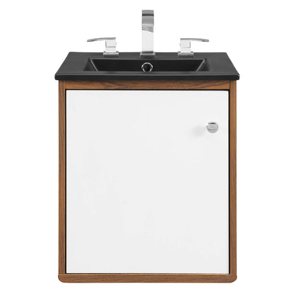 Modway Outlet Transmit 18" Wall-Mount Bathroom Vanity by Modway  Bathroom Furniture Walnut Black - EEI-5388-WAL-BLK