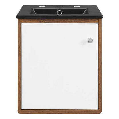 Modway Outlet Transmit 18" Wall-Mount Bathroom Vanity by Modway  Bathroom Furniture Walnut Black - EEI-5388-WAL-BLK