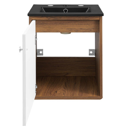 Modway Outlet Transmit 18" Wall-Mount Bathroom Vanity by Modway  Bathroom Furniture Walnut Black - EEI-5388-WAL-BLK