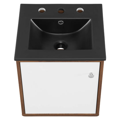 Modway Outlet Transmit 18" Wall-Mount Bathroom Vanity by Modway  Bathroom Furniture Walnut Black - EEI-5388-WAL-BLK
