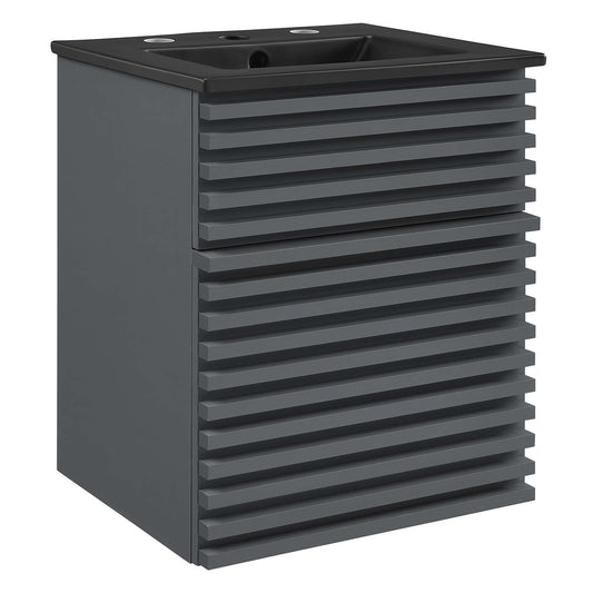 Modway Outlet Render 18" Wall-Mount Bathroom Vanity by Modway  Bathroom Furniture Gray Black - EEI-5390-GRY-BLK