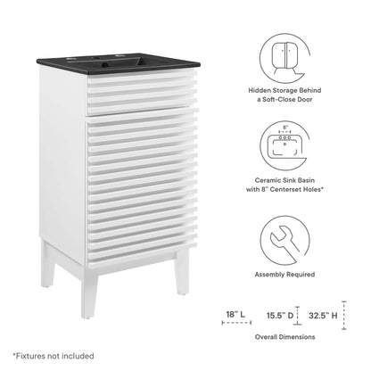 Modway Outlet Render 18" Bathroom Vanity by Modway  Bathroom Furniture White Black - EEI-5391-WHI-BLK