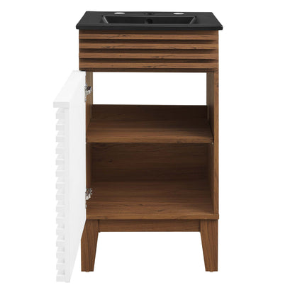 Modway Outlet Render 18" Bathroom Vanity by Modway  Bathroom Furniture White Walnut Black - EEI-5391-WHI-WAL-BLK