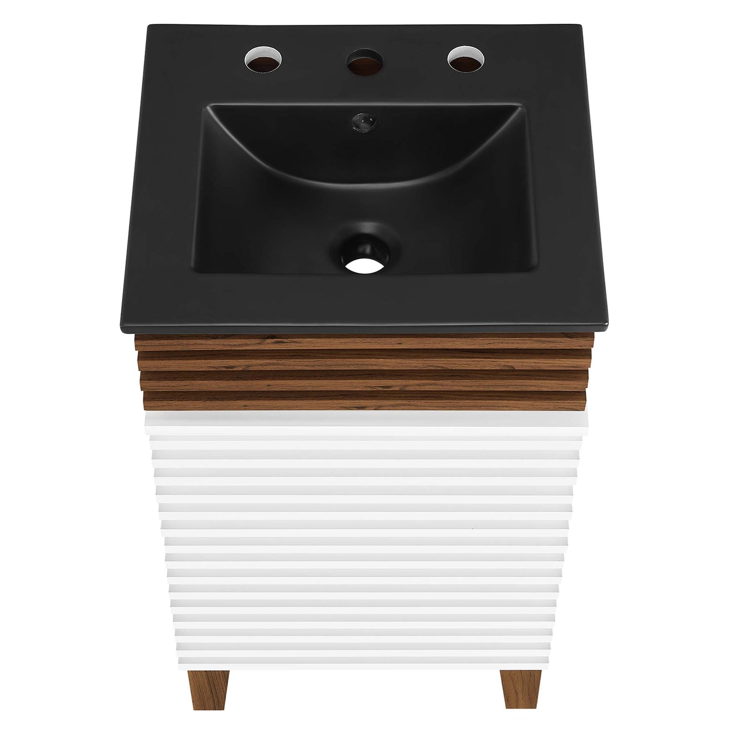 Modway Outlet Render 18" Bathroom Vanity by Modway  Bathroom Furniture White Walnut Black - EEI-5391-WHI-WAL-BLK