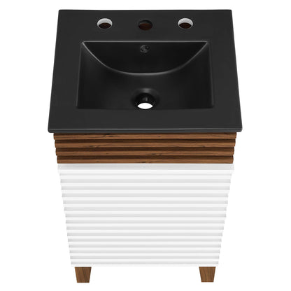 Modway Outlet Render 18" Bathroom Vanity by Modway  Bathroom Furniture White Walnut Black - EEI-5391-WHI-WAL-BLK