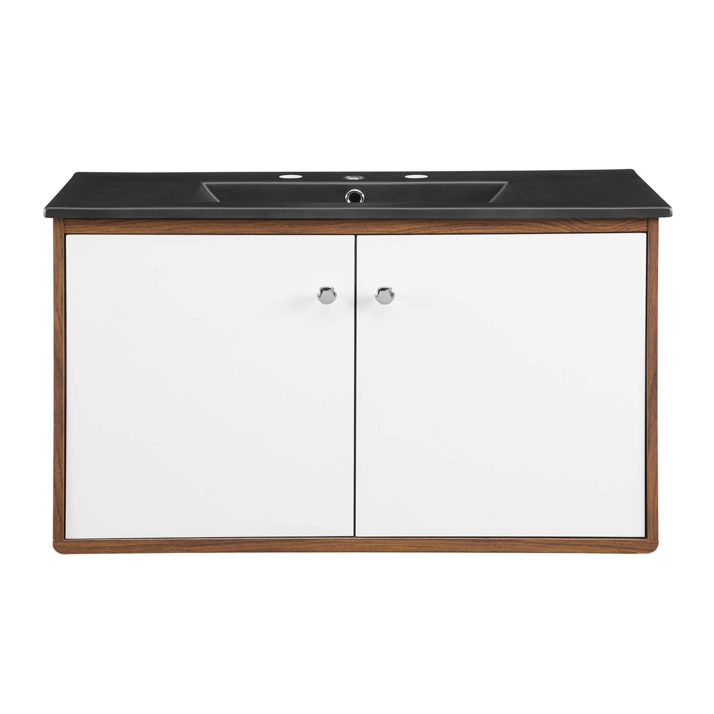 Modway Outlet Transmit 36" Wall-Mount Bathroom Vanity by Modway  Bathroom Furniture Walnut Black - EEI-5393-WAL-BLK
