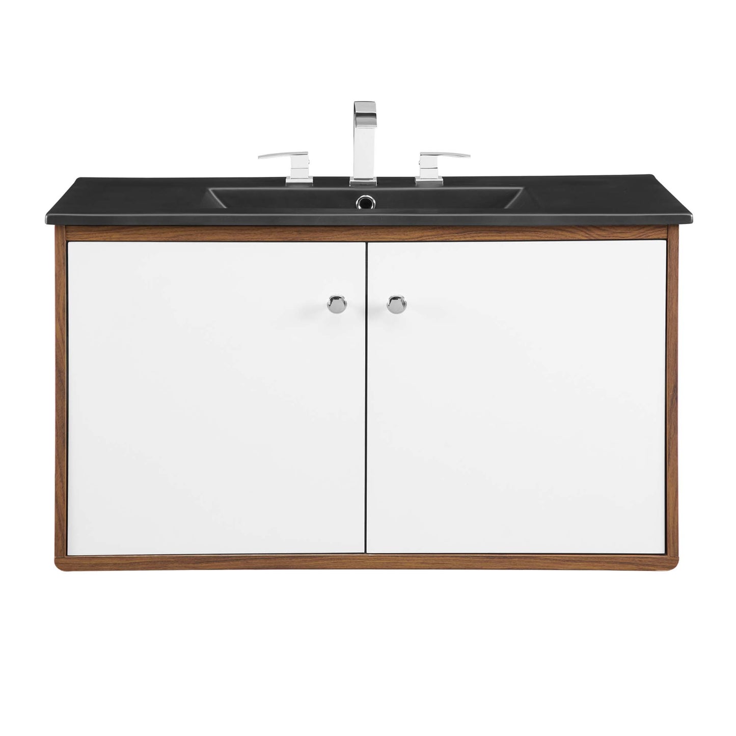 Modway Outlet Transmit 36" Wall-Mount Bathroom Vanity by Modway  Bathroom Furniture Walnut Black - EEI-5393-WAL-BLK