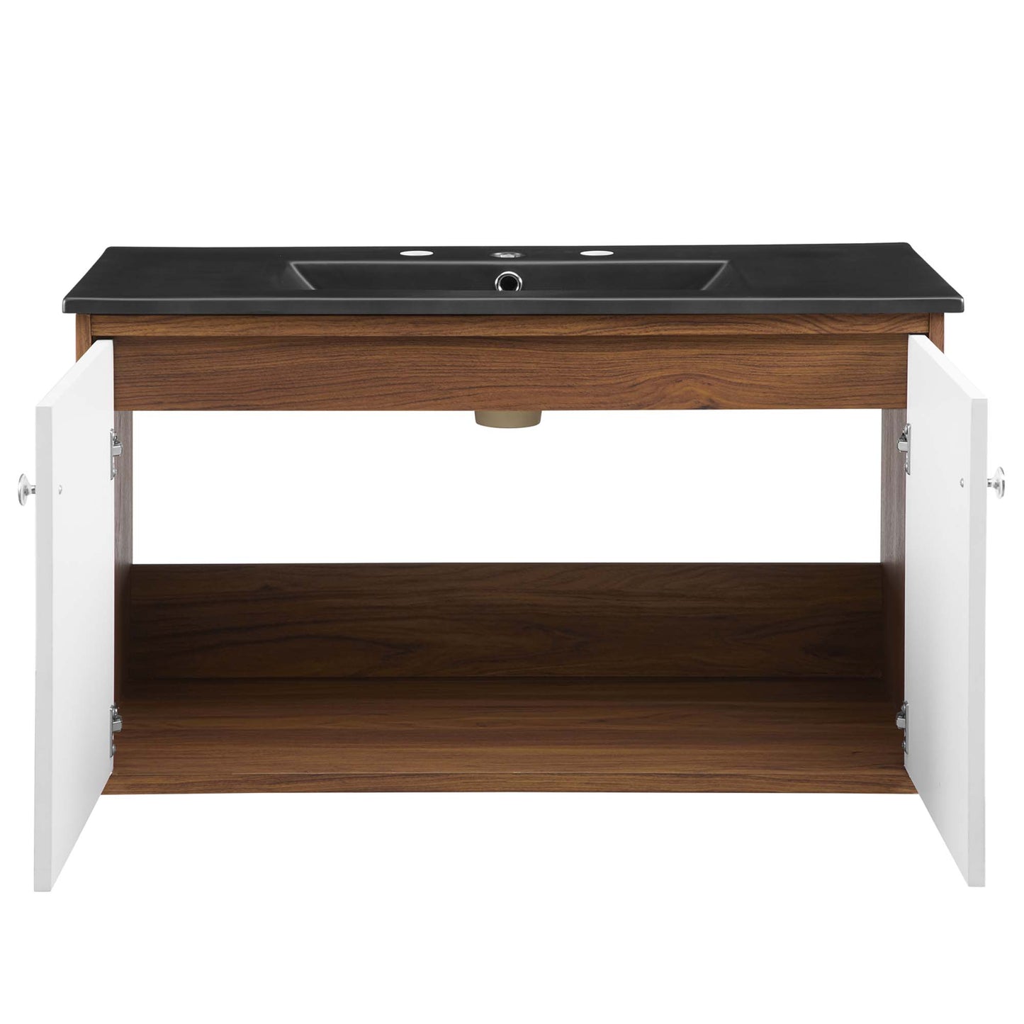 Modway Outlet Transmit 36" Wall-Mount Bathroom Vanity by Modway  Bathroom Furniture Walnut Black - EEI-5393-WAL-BLK