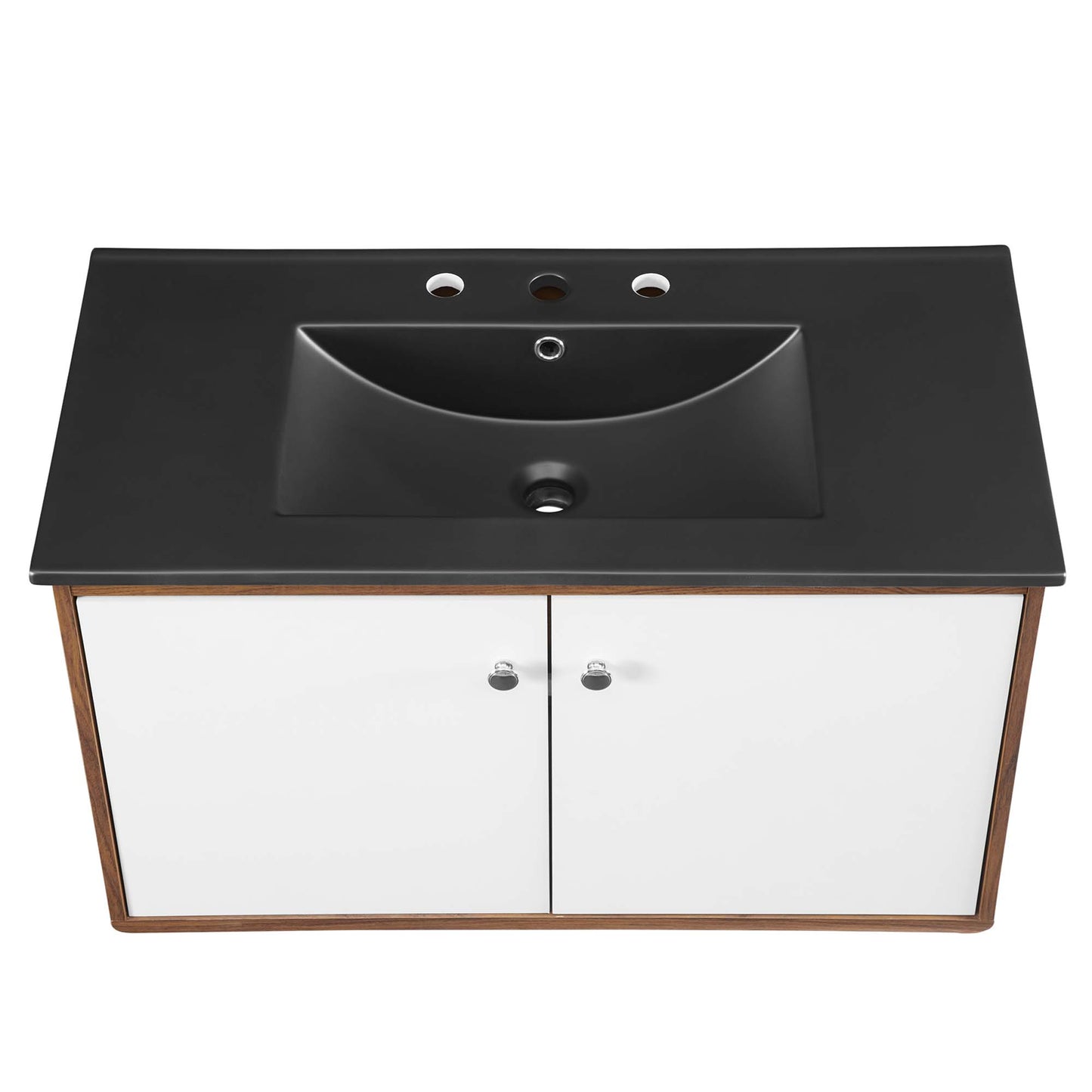 Modway Outlet Transmit 36" Wall-Mount Bathroom Vanity by Modway  Bathroom Furniture Walnut Black - EEI-5393-WAL-BLK