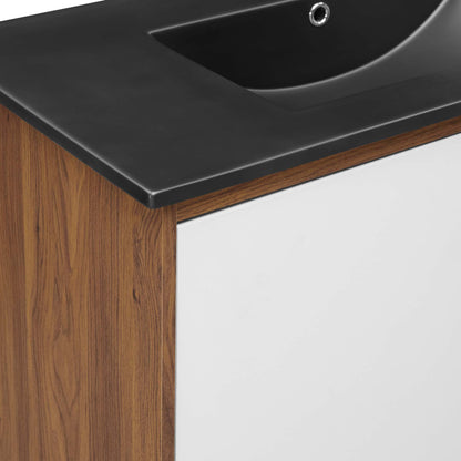 Modway Outlet Transmit 36" Wall-Mount Bathroom Vanity by Modway  Bathroom Furniture Walnut Black - EEI-5393-WAL-BLK
