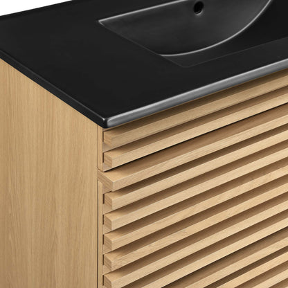 Modway - Render 36" Wall-Mount Bathroom Vanity by Modway  Bathroom Vanities Black - EEI-5395-OAK-BLK