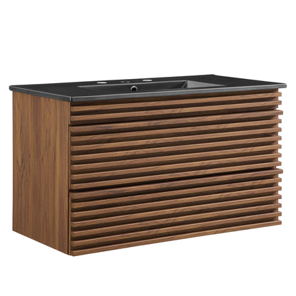 Modway - Render 36" Wall-Mount Bathroom Vanity by Modway  Bathroom Vanities Black - EEI-5395-WAL-BLK