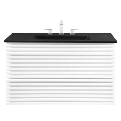 Modway Outlet Render 36" Wall-Mount Bathroom Vanity by Modway  Bathroom Furniture White Black - EEI-5395-WHI-BLK